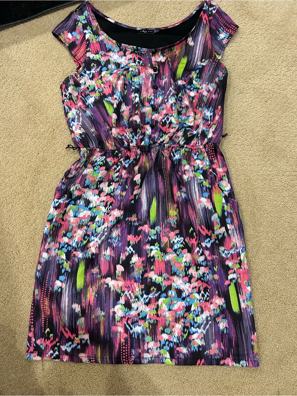 Ruby Rox Girls Purple Multicolor Floral-Print Casual Dress
